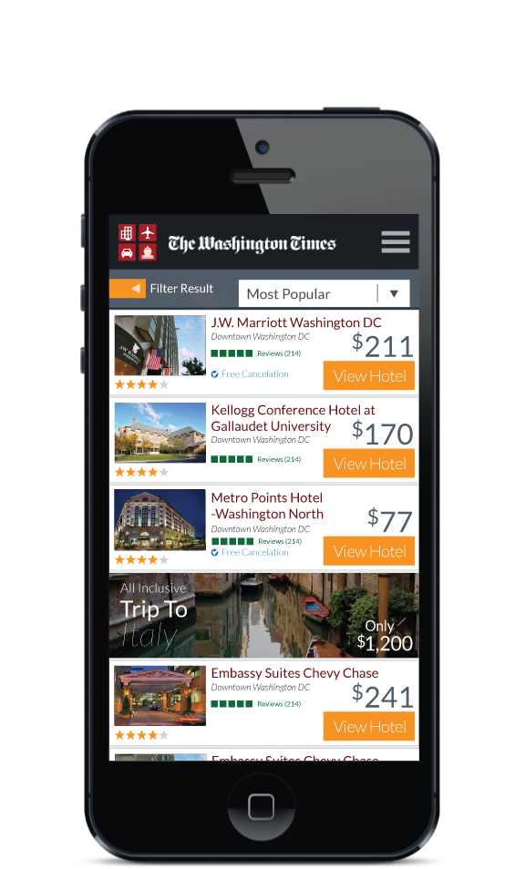 Washington Times Booking Tool